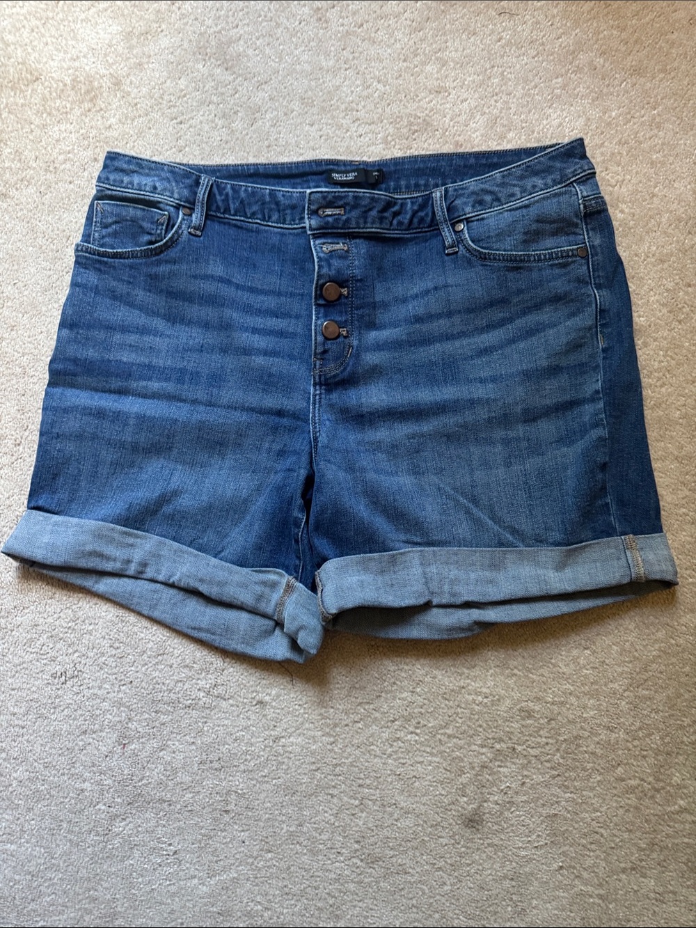 Simply Vera Vera Wang Rolled Cuff Button-Fly Denim Shorts - Blue